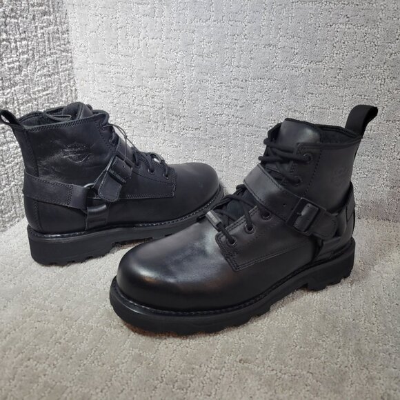 Harley Davidson Men's Size US 10 Black Leather Moc Toe Motorcycle Riding Boots. - Picture 7 of 10